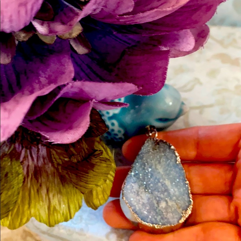 Geode natural stone pendant